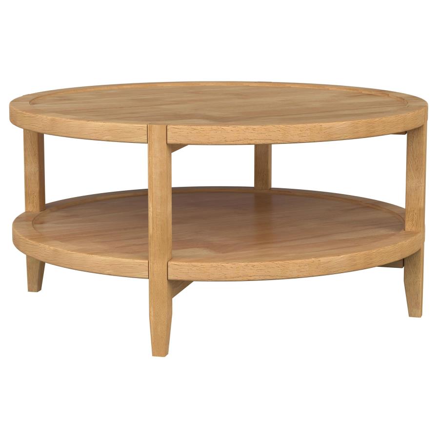 (image for) Camillo Round Solid Wood Coffee Table Maple Brown