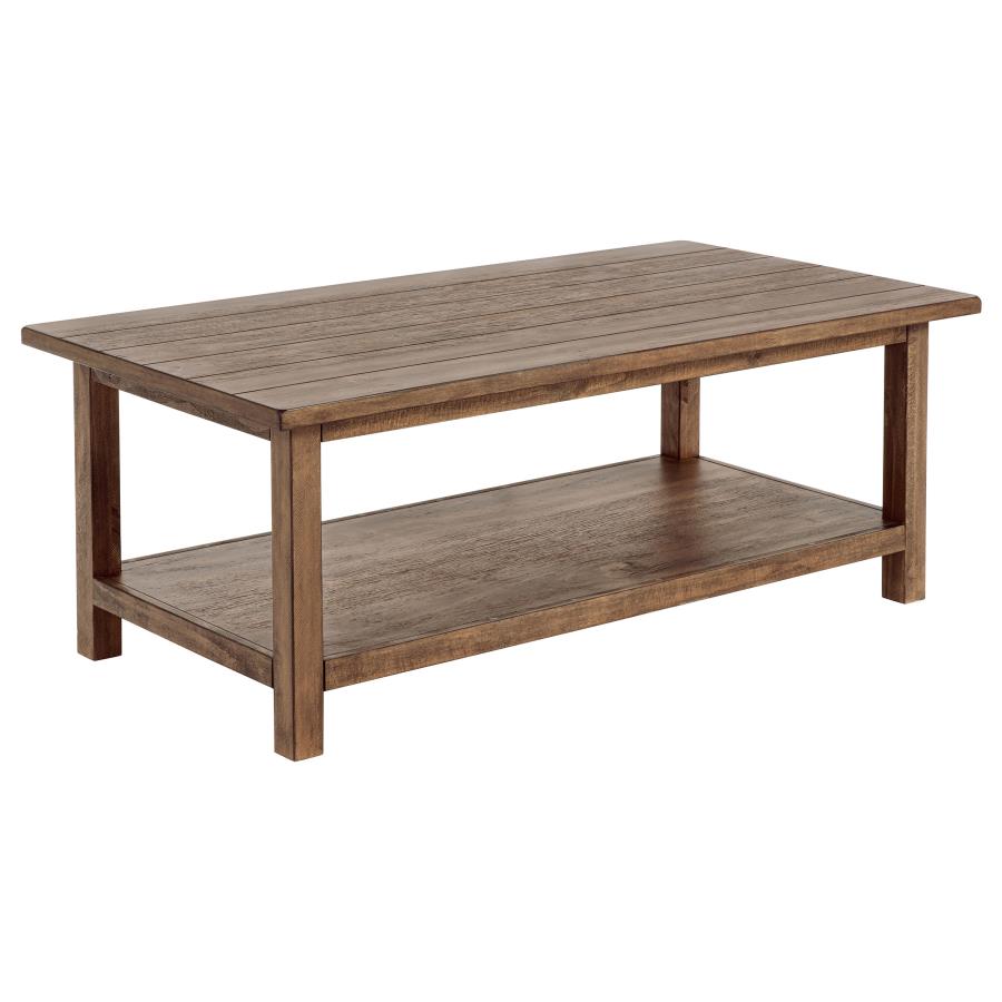 (image for) Payne Wood Coffee Table with Shelf Distressed Brown