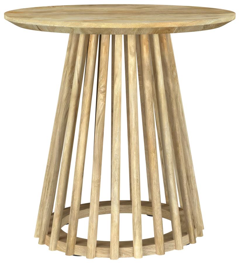 (image for) Touhy Round Solid Wood End Side Table Natural Mango