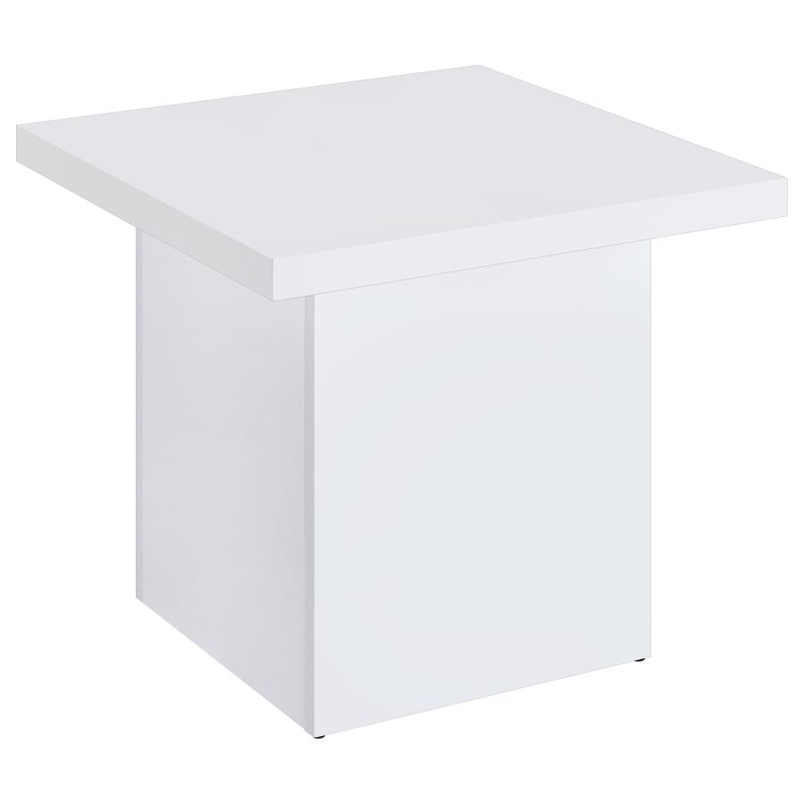 (image for) Devar Square Engineered Wood Side End Table White High Gloss
