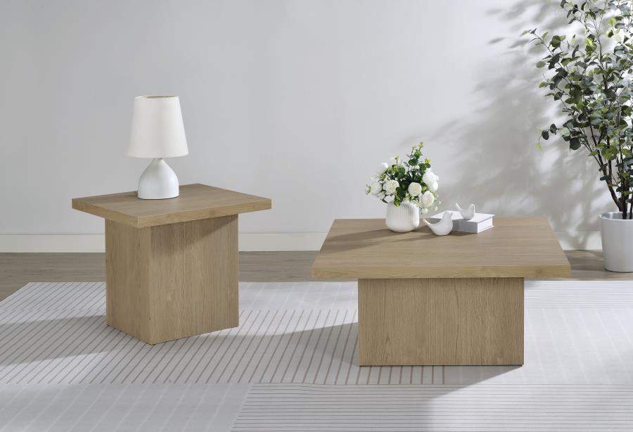 (image for) Devar 2-piece Square Cocktail Coffee End Table Set Latte