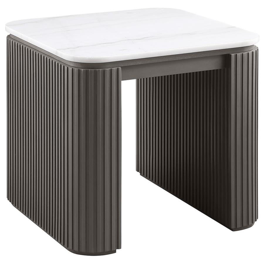 (image for) Lior Square Marble Top End Table Charcoal