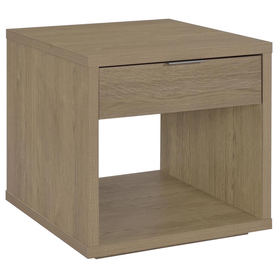 (image for) Ingram Square End Table with Drawer and Open Shelf Latte