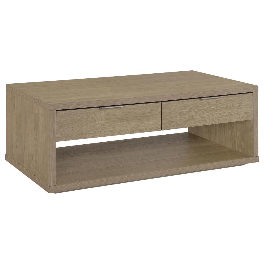 (image for) Ingram 2-Drawer Rectangular Coffee Table with Open Shelf Latte