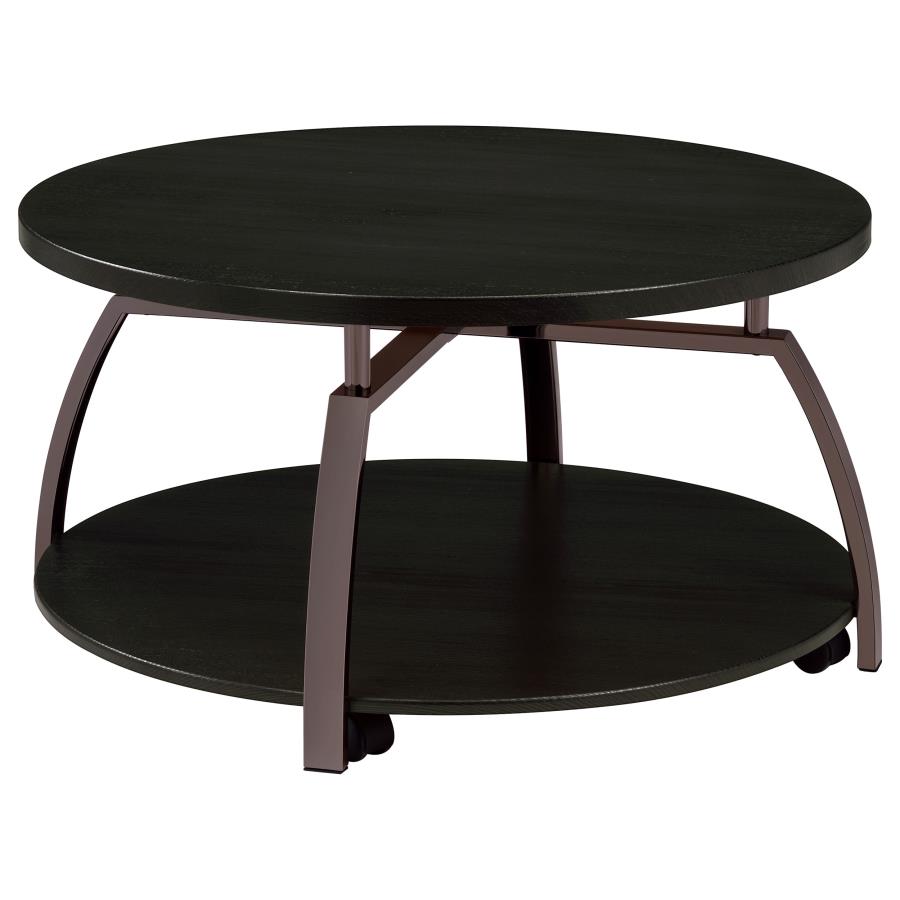 (image for) Dacre Round Engineered Wood Top Coffee Table Dark Charcoal