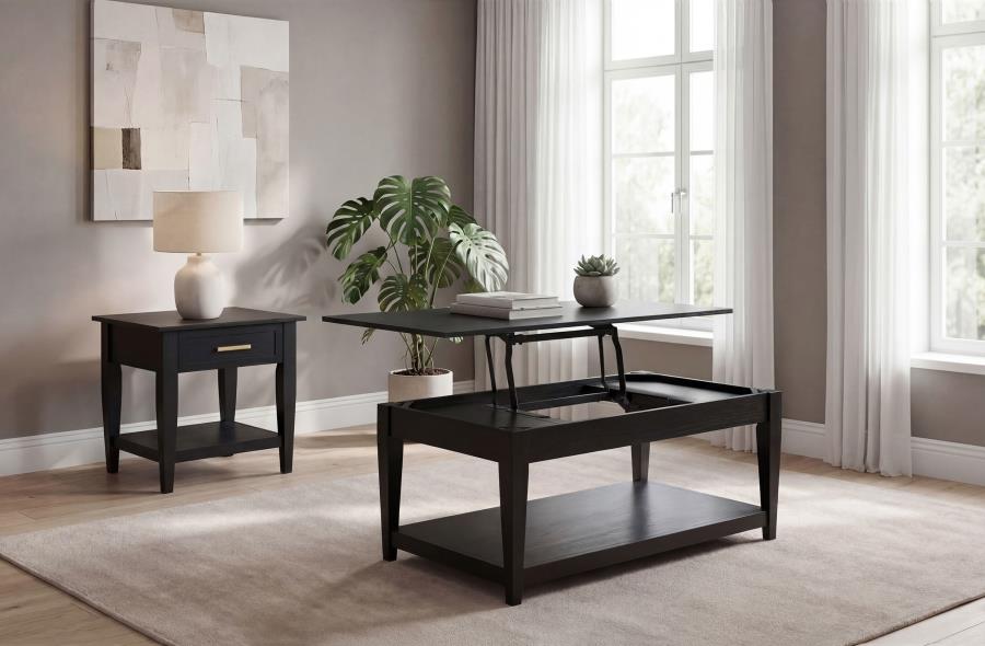 (image for) Lindenton 2-piece Wood Lift-Top Coffee and End Table Set Black