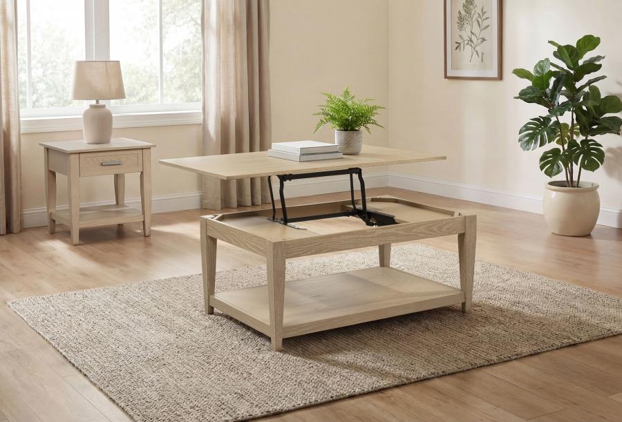 (image for) Lindenton 2-piece Wood Lift-Top Coffee and End Table Set Blonde