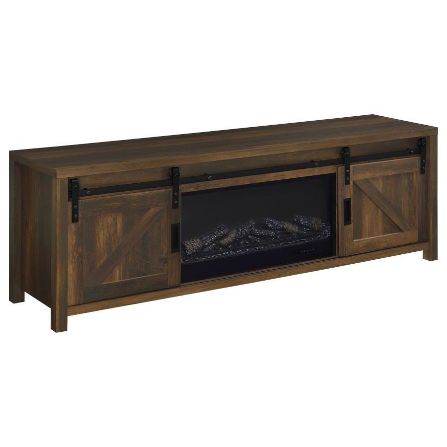 (image for) Enfield 71-inch TV Stand Fireplace Media Console Dark Pine
