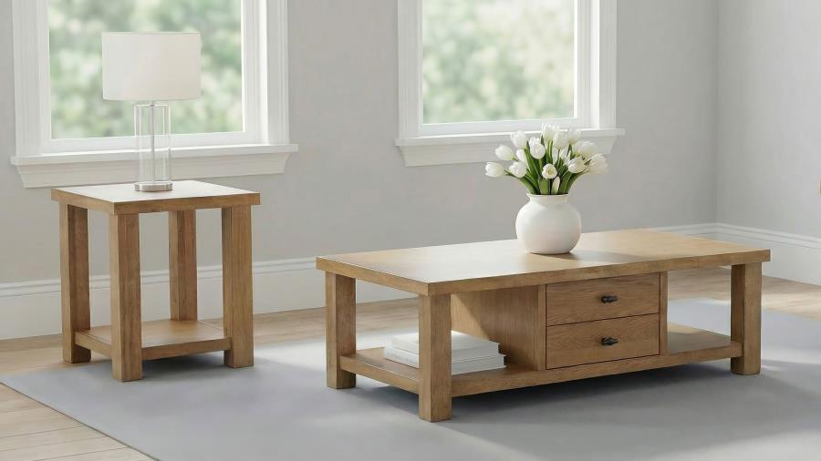 (image for) Beasley 2-Piece Wood Coffee Table Set Golden Oak