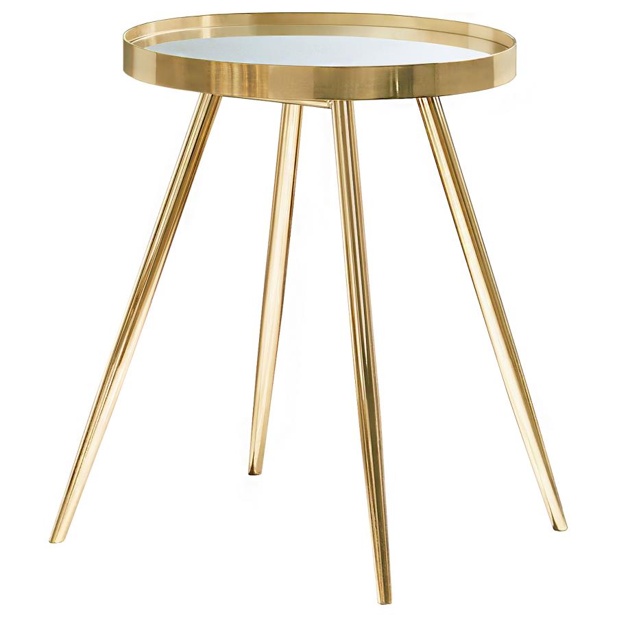 (image for) Kaelyn Round Mirror Top End Side Table Gold