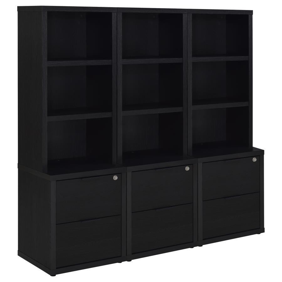 (image for) Westpark 3-piece Wall Unit Bookcase Set with USB Black