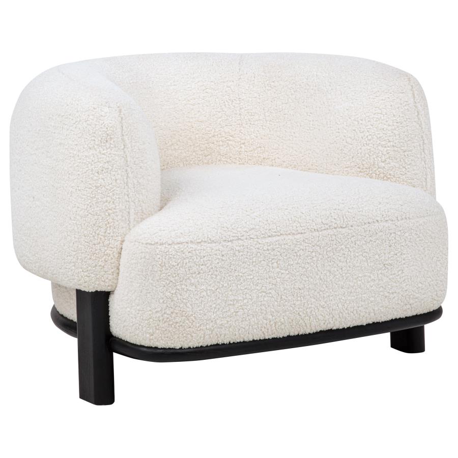 (image for) Lawler Upholstered Barrel Back Accent Chair Ivory and Black
