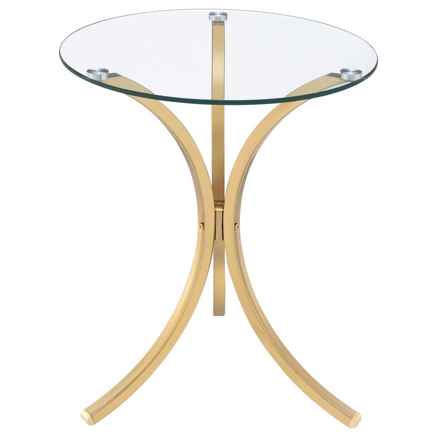 (image for) Eloise Round Glass Top Curved Metal Side Table Gold