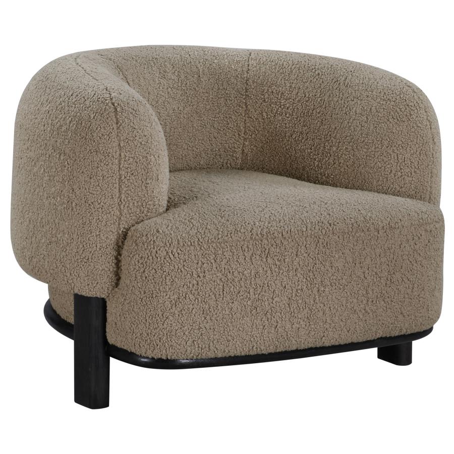 (image for) Lawler Upholstered Barrel Back Accent Chair Brown and Black