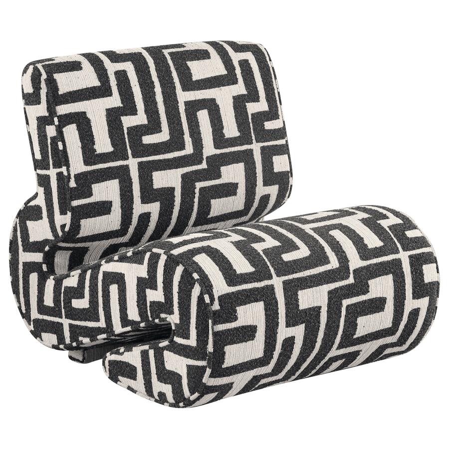 (image for) Eimer Geometric Jacquard Accent Chair Black