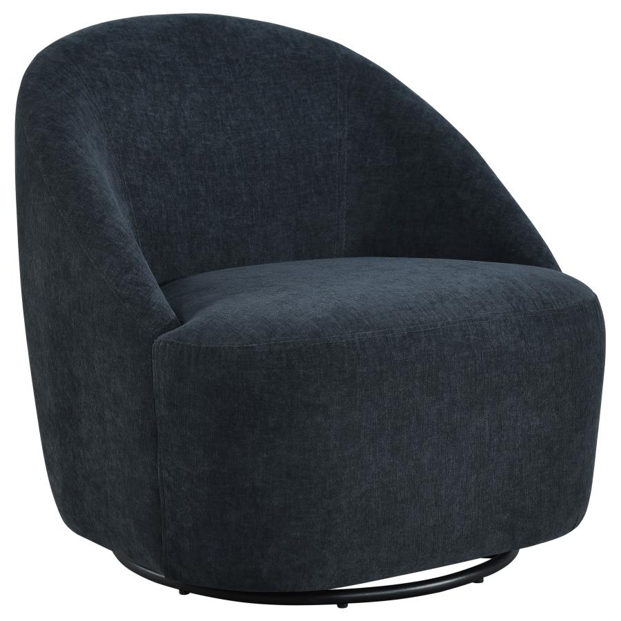 (image for) Leon Chenille Upholstered Swivel Accent Chair Black