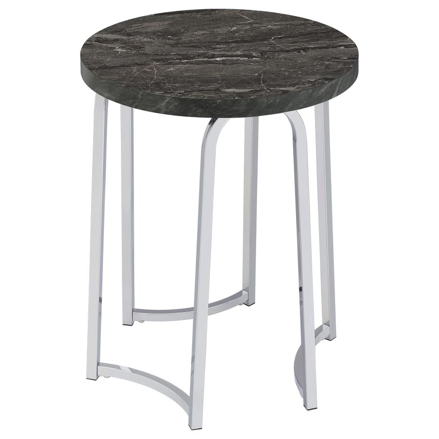 (image for) Barcelo Round Faux Marble Top Metal Side Table Grey