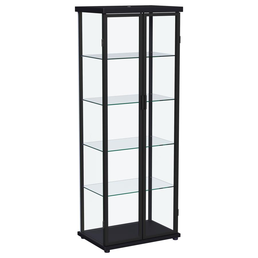 (image for) Carrillo LED 4-Shelf Glass Curio Display Cabinet Black