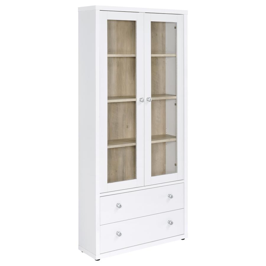 (image for) Hawthorne 4-shelf Glass Door Tall Cabinet with Drawers White